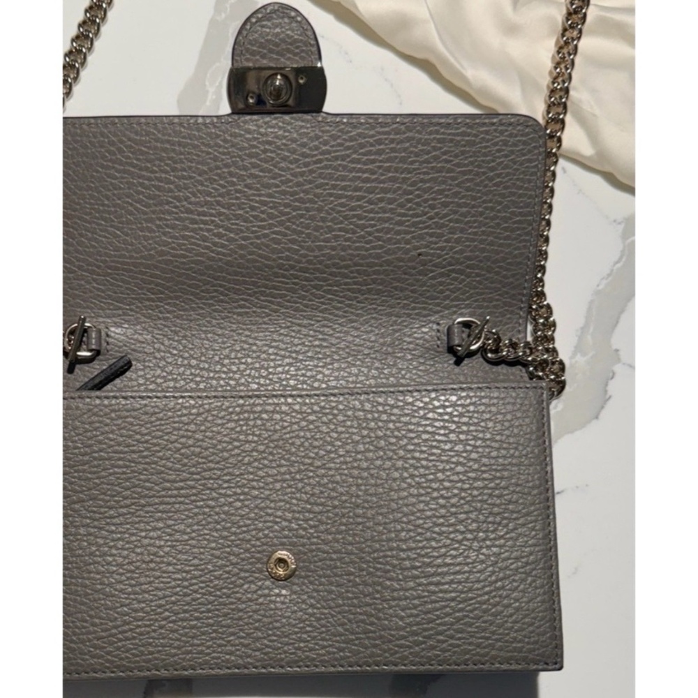 Authentic Gucci Interlocking Dollar Gray Leather … - image 8
